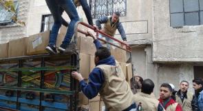تواصل ادخال المساعدات الى "اليرموك" واخراج 350 حالة انسانية
