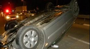 جنين: إصابة خمسة مواطنين في انقلاب مركبتهم