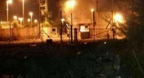 إحراق غرفة المراقبة التابعة لجيش الاحتلال في قلقيلية