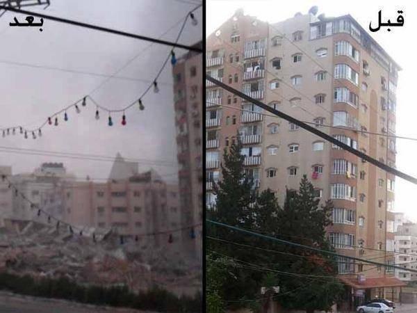 بالفيديو ... طائرات الاحتلال تدمر برج "الظافر 4" المكون من 14 طابقا
