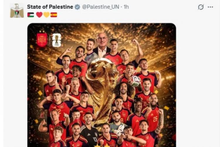 بما حملته من رسائل مبطنة للاحتلال .. صحيفة ماركا الاسبانية تحتفي بتهنئة فلسطين بفوز اسبانيا بكأس العالم بما حملته من رسائل مبطنة للاحتلال .. صحيفة ماركا الاسبانية تحتفي بتهنئة فلسطين بفوز اسبانيا بكأس العالم