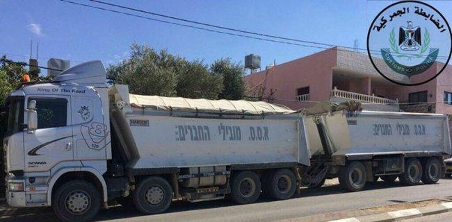 ضبط شاحنة إسرائيلية تحمل حبيبات بلاستيك عازل مضرة بالبيئة في أريحا