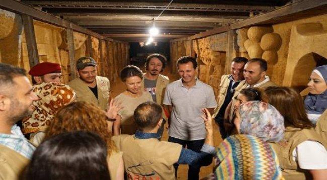 الرئيس السوري وزوجته يزوران أنفاق جوبر بحلتها الجديدة
