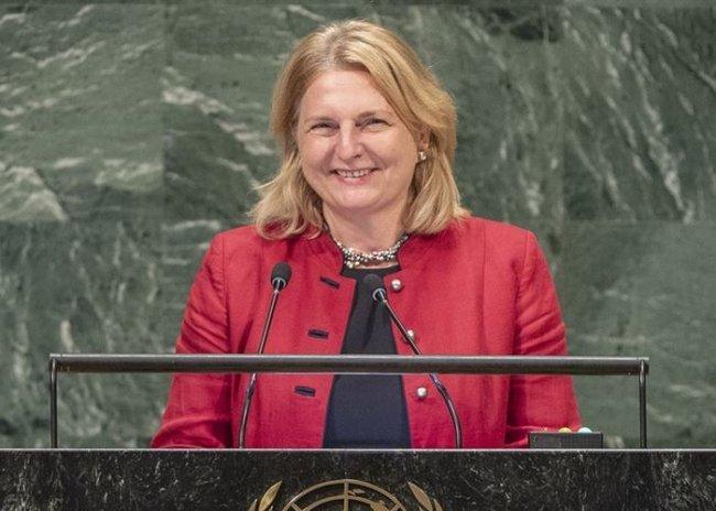 شاهد| وزيرة خارجية النمسا تستهل كلمتها أمام الجمعية العامة بالعربية