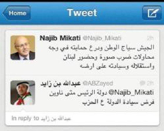 وزير خارجية الإمارات يرد على 'ميقاتي' على تويتر