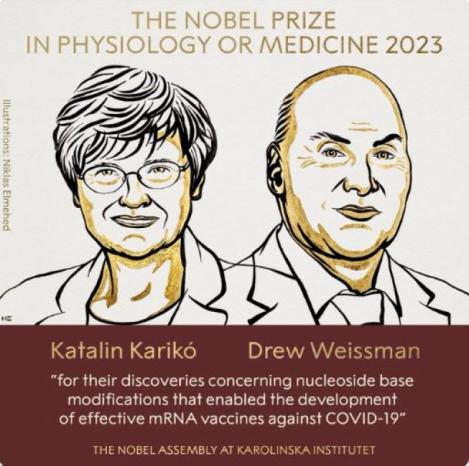 جائزة نوبل للطب تذهب لعلماء أتاح عملهم لقاحات الحمض النووي الريبوزي المرسال لـ&quot;كوفيد-19&quot;