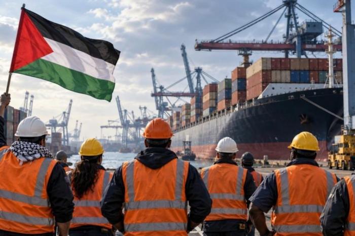عمال الموانئ في 17 دولة يحتجون ضد شحن الأسلحة إلى "إسرائيل" عمال الموانئ في 17 دولة يحتجون ضد شحن الأسلحة إلى "إسرائيل"